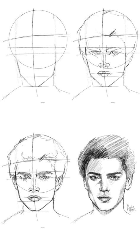 Artsy Drawings Aesthetic, Portrait Sketches Tutorial, Drawing Portraits Tutorial, Male Portrait Drawing, Drawing Aesthetic Sketchbook, Face Proportions Drawing, Steps Drawing, Artsy Drawings, Inspo Drawing