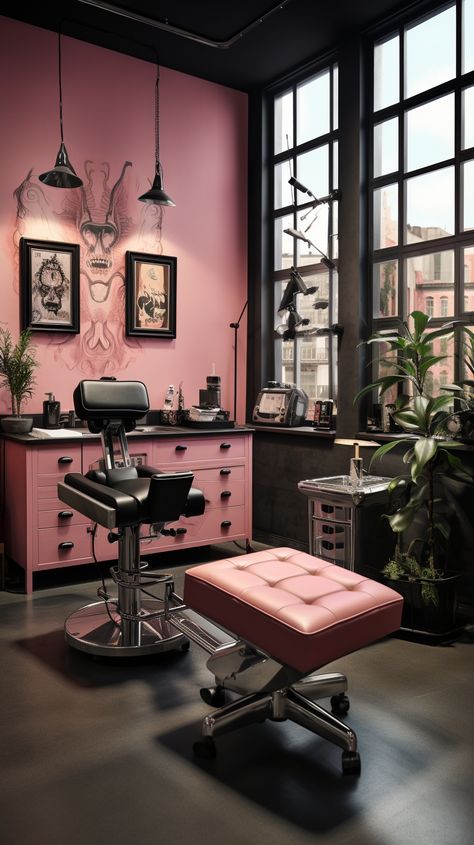 Modern Tattoo Shop Interior, Piercing Studio Interior, Tattoo Room Studio, Tattoo Shop Aesthetic, Tattoo Shop Interior, Tattoo Shop Decor, Tattoo Studio Interior, Tattoo Salon, Beauty Salon Decor