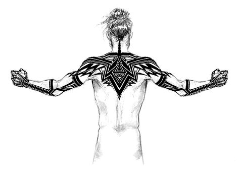 Cyberpunk Tattoo Back, Sith Tattoo Ideas, Kagune Tattoo, Viking Back Tattoo, Cyberpunk Tattoo Design Ideas, Fully Tattooed, Sith Tattoo, Viking Rune Tattoo, Seal Tattoo