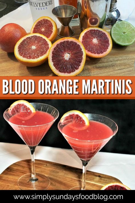 Blood Orange Martini, Orange Martini, Blood Orange Vodka, Blood Orange Recipes, Blood Orange Cocktail, Martinis Drinks, Orange Vodka, Orange Cocktails, Orange Drinks