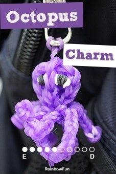 How to make an Octopus Charm. We love this little guy!  Check out more of our latest designs at: http://www.rainbowfun.com.au/latest-designs Loom Bands Tutorial Step By Step, Loom Band Animals, Loom Band Patterns Instructions, Loom Band Charms, Rainbow Loom Animals, Bracelets Crafts, Loom Bands Tutorial, Loom Band Patterns, Rainbow Loom Bracelets Easy