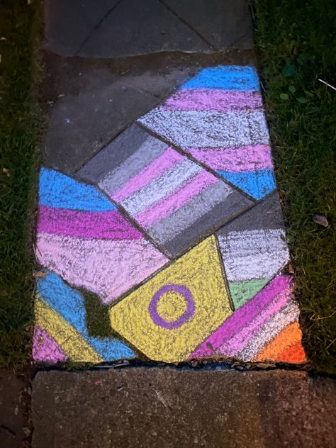 Pride Chalk Art, Sidewalk Chalk, Chalk Art, Pride Flags, Grunge Outfits, Aesthetic Photo, Picnic Blanket, Chalk, Outdoor Blanket