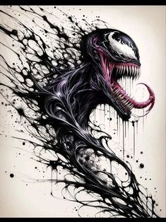 Venom And Carnage Wallpaper, Venom Mouth Tattoo, Venom Back Tattoo, Spawn Tattoo Design, Venom Sleeve Tattoo, Symbiote Tattoo, Venom Tattoo Design, Carnage Tattoo, Venom Tattoo Ideas