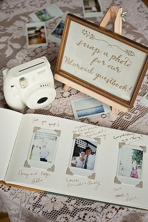 Polaroid wedding guestbook idea. Unique Wedding Guest Book Alternative. 10 Wedding Guest book alternatives ideas for your wedding. wedding guest book ideas. wedding guest book alternatives. wedding guest book DIY. Creative wedding guestbook ideas. Guestbook wedding ideas that are unique #weddingplanning #guestbookideas #weddingguestbook Vintage Wedding Guest Book, Creative Wedding Guest Books, Diy Wedding Guest Book, Polaroid Wedding, Unique Guest Book, Wedding Guest Book Alternatives, Guest Books, Guest Book Alternatives, Diy Wedding Decorations