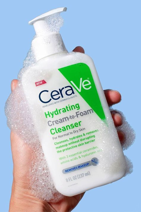 CeraVe's Hydrating Cream-To-Foam Cleanser Review Cera Ve, Cerave Cleanser, Cerave Skincare, Hydrating Makeup, Hydrating Cleanser, Foaming Facial Cleanser, Foaming Face Wash, Skin Cleanse, Cream Cleanser