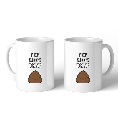 Poop Buddies Best Friend Matching Mugs Dishwasher Safe Ceramic Mugs, White Mug Ideas, Matching Mugs, Bff Matching, Diy Gifts For Friends, Couple Mugs, Diy Gift Box, Coffee Mug Sets, Mug Ceramic, Diy Birthday Gifts