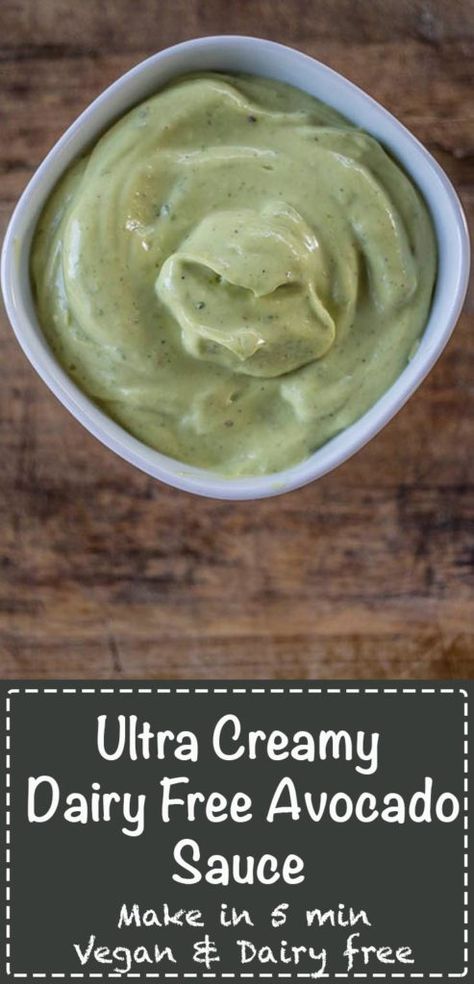 Healthy Avocado Sauce, Avocado Sauce Vegan, Simple Avocado Dressing, Avocado Sour Cream Sauce, Avocado Yogurt Sauce, Avocado Crema Dairy Free, Vegan Avocado Sauce, Avocado Cream Sauce For Tacos, Whipped Avocado