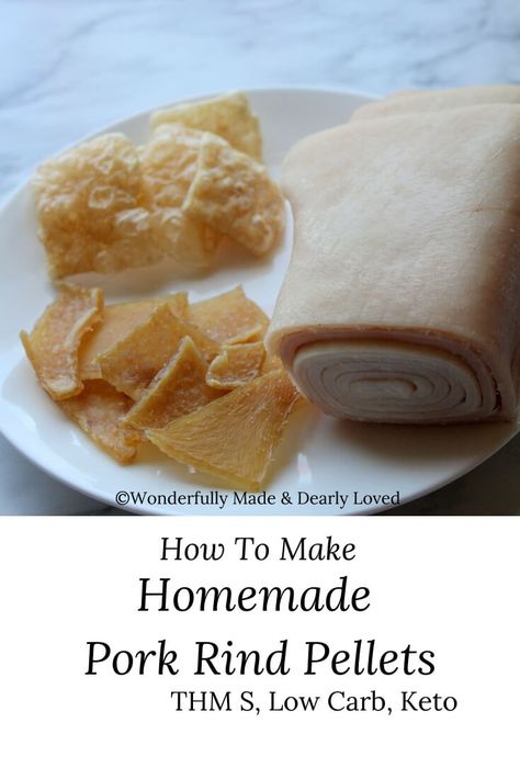 Homemade Pork Rind Pellets | Wonderfully Made and Dearly Loved Pork Rind Recipes Keto, Homemade Pork Rinds, Recipes Using Pork Rinds, Carnivore Pork Rinds Recipes, Keto Pork Rinds, Pork Rind Recipes, Raw Pork, Paleo Pork, Slow Roast