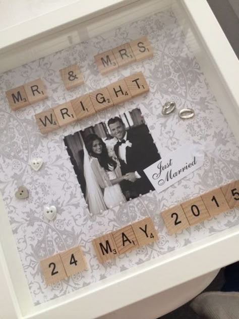 Wooden Tiles lsquo Scrabble Style rsquo Frame Frame measures 25cm x 25cm and is available in Wedding Scrabble, Photobox Ideas, Scrabble Wedding, Scrabble Letter Crafts, Scrabble Tile Art, Scrabble Frames, Scrabble Tile Crafts, Scrabble Crafts, Fancy Frame