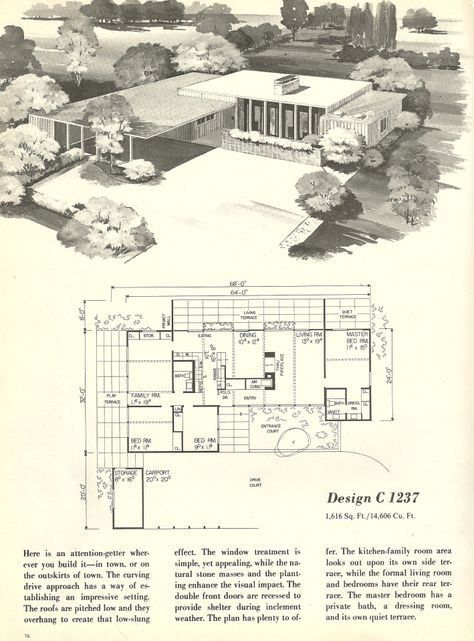 Vintage House Plans, 1960s homes, mid century homes. Repinned by Secret Design Studio, Melbourne. www.secretdesignstudio.com 1960s Homes, Vintage House Plans 1960s, Mid Century Homes, Mid Century House Plans, 1960 House, Mid Century Modern House Plans, Atomic Ranch, Modern House Floor Plans, Laundry Powder