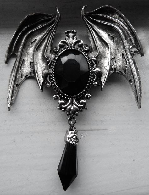 Winged Gothic Pendant by LadyxBoleyn.deviantart.com on @deviantART Gothic Brooch, Goth Tattoo, Gothic Pendant, Not Allowed, Gothic Jewelry, Detailed Image, Bat Wings, Gothic Fashion, Online Art Gallery