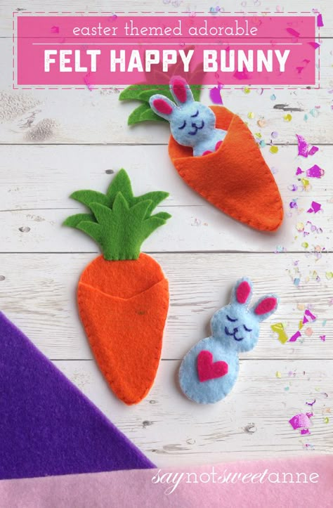 Felt Easter Crafts, Easy Felt Crafts, Easter Crafts For Toddlers, Baby Mobil, Happy Bunny, Felt Crafts Diy, Felt Bunny, Felt Craft, Easter Projects