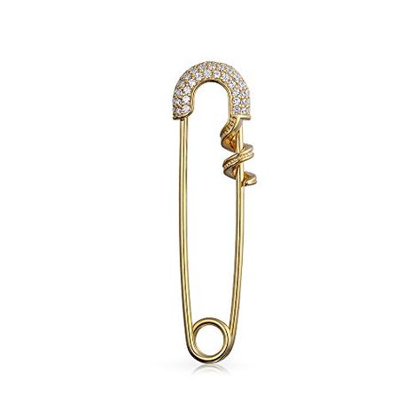 Bling Jewelry 925 Silver Gold Plated Clear CZ Pave Safety Pin Brooch >>> For more information, visit Safety Pins Fashion, Safety Pin Jewelry, Safety Pin Brooch, Cubic Zirconia Jewelry, Cz Jewelry, Pin Jewelry, Silver Pendants, 925 Jewelry, Beautiful Food