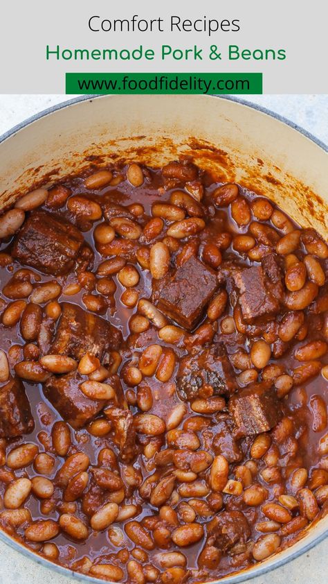 Pork Belly Baked Beans, Pork Belly And Beans, Homemade Pork And Beans Recipe, Homemade Pork N Beans, Pork And Beans Recipe Homemade, Slow Cooker Pork And Beans, Pork And Beans Recipe Crockpot, Pork N Beans Recipe, Pork Beans Recipe