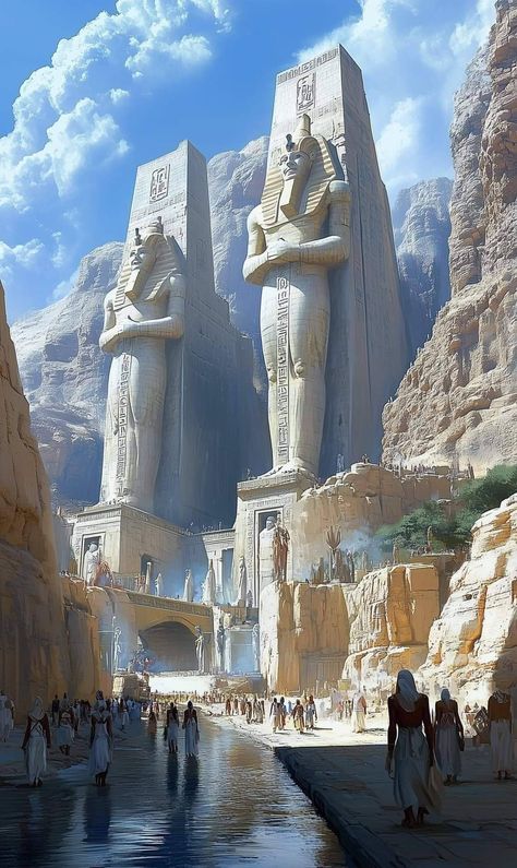 Ancient Egyptian Cities, Superhero Art Projects, Egypt Concept Art, Fantasy Cities, Fantasy Locations, Native American Pictures, Ancient Egypt Art, Scenery Background, My Fantasy World