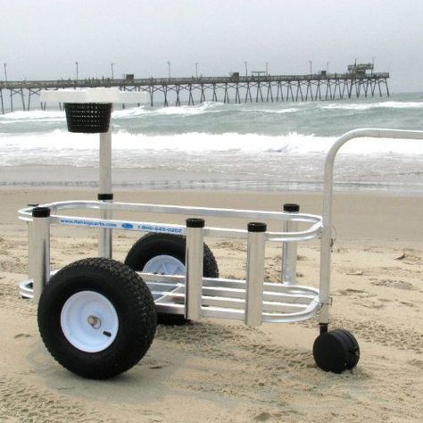 Beach Wagon Diy, Beach Cart Diy, Beach Fishing Cart, Beach Trailer, Fishing Cart, Crappie Fishing Tips, Beach Wagon, Outdoor Cart, Beach Cart