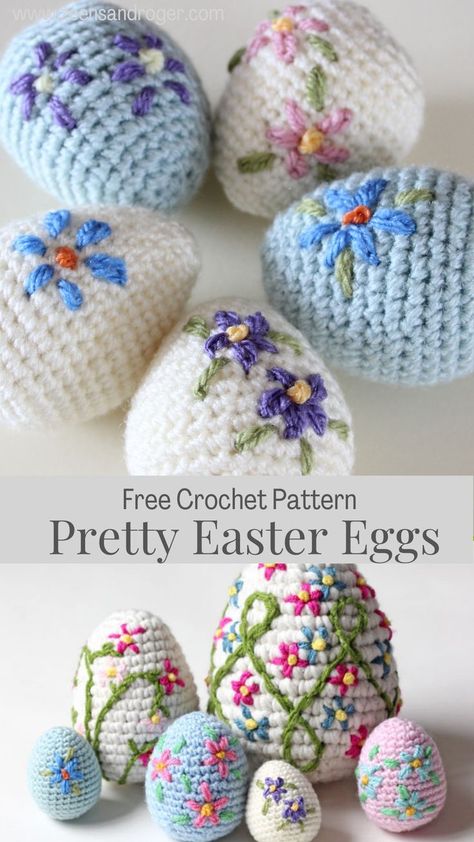 April Crochet Ideas, Crochet Small Egg Pattern, Easter Crochet Ideas Simple, Embroidery Flowers On Crochet, Crochet Egg Pattern Free Amigurumi, New Crochet Free Patterns, Quick Easter Crochet, Crochet Easter Gifts Free Patterns, Quick Crochet Easter Projects