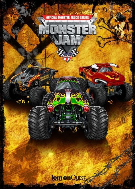 Monster Jam Birthday Party, Monster Jam Birthday, Image Monster, Fitness Wallpaper, Monster Truck Party, Grave Digger, Monster Truck Birthday, Summer Illustration, Truck Party