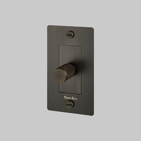 Designer Light Switches, Buster Punch, Custom Plates, Plug Socket, Dim Lighting, Door Accessories, Unique Lighting, Dimmer Switch, Metal Design