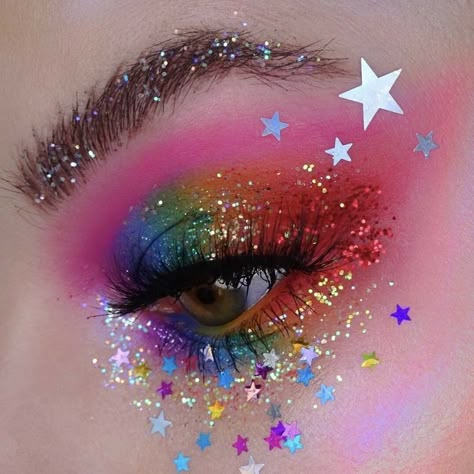 Pride Stuff, Drag Make-up, Cute Eye Makeup, Pride Makeup, Kawaii Makeup, Rave Makeup, Rainbow Makeup, Eye Makeup Designs, Makijaż Smokey Eye