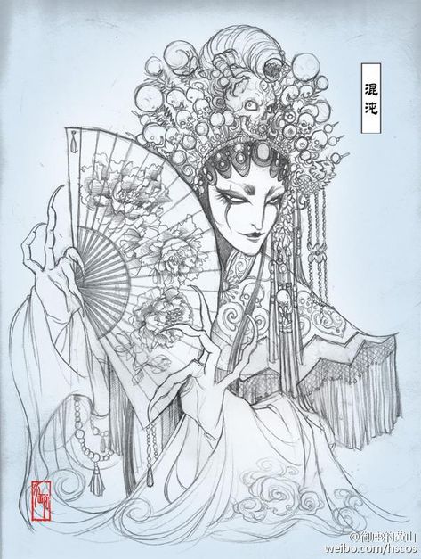 Japanese Art Modern, Chinese Opera, Chinese Art Painting, Geisha Art, Indie Drawings, Seni Dan Kraf, Japanese Tattoo Designs, Occult Art, Japanese Tattoo Art