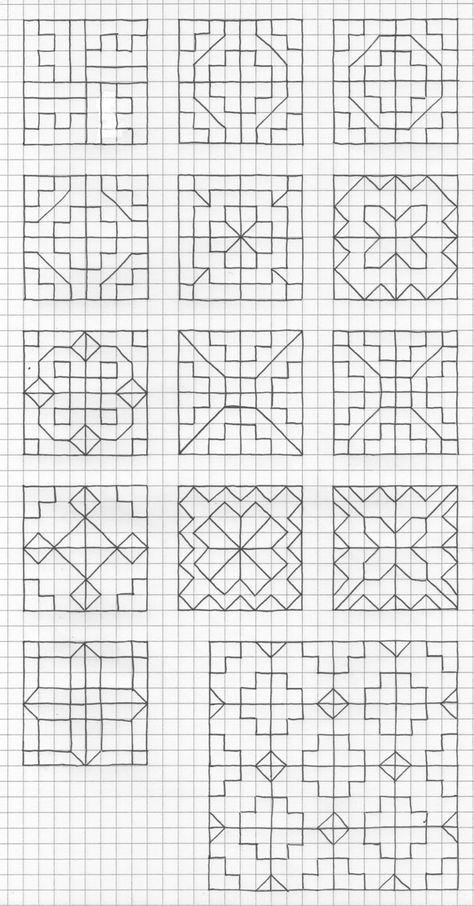 Graph Paper Drawings Doodles Hand Drawn, Geometric Square Patterns, Graph Paper Art Easy Step By Step, Graph Paper Art Design Pattern Ideas, Graph Paper Patterns, Graph Paper Art Design, Graph Paper Art Pattern, Stickers Images, Motifs Blackwork