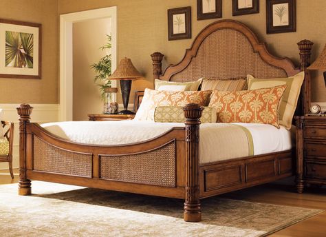 Tommy Bahama Home Island Estate Round Hill Panel Bed & Reviews | Wayfair Tommy Bahama Bedroom Furniture, Tropical Bedroom Furniture, Tommy Bahama Bedroom, Tropical Bedrooms, Tommy Bahama Home, Lexington Home, Wooden Bedroom, Cama King, California King Bedding