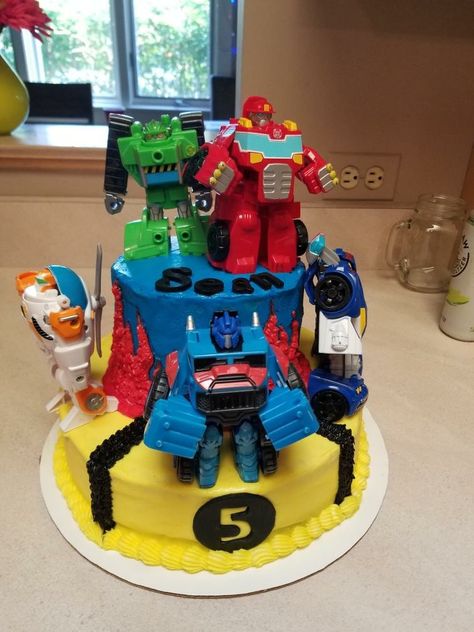 Rescue Bots Birthday Party Cake, Boulder Rescue Bot, Rescue Bots Cake, Transformers Rescue Bots Chase, Rescue Bots Birthday Party, Dino Birthday Cake, Rescue Bots Birthday, Transformers Cake, Transformer Party