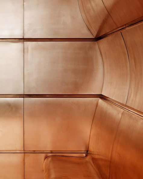 Copper Material Texture, Copper Flooring, Copper Interior Design, Copper Architecture, Copper Facade, Copper Ceilings, Copper Cladding, Mirror Wall Panel, Copper Texture