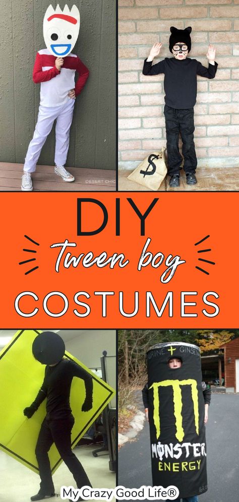 Halloween Costumes For Teen Boy, Diy Easy Kids Costumes, Halloween Ideas Boys, Creative Boy Costumes, Funny Boys Costumes, Easy Diy Halloween Costumes For Kids Boys Last Minute, Diy Boy Halloween Costume Kids, Diy Boys Halloween Costumes Last Minute, Homemade Costumes For Kids Boys