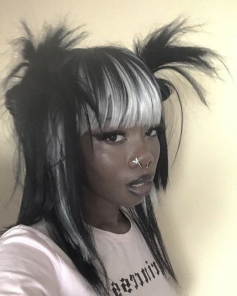 #blackgirlmagic #ig #y2k Alt Dyed Hair, Black Alternative Girl, Alt Hairstyles, Gacha Face, Black Alt, Face Ideas, Braided Hair Tutorial, Alt Girls, Birthday Hair