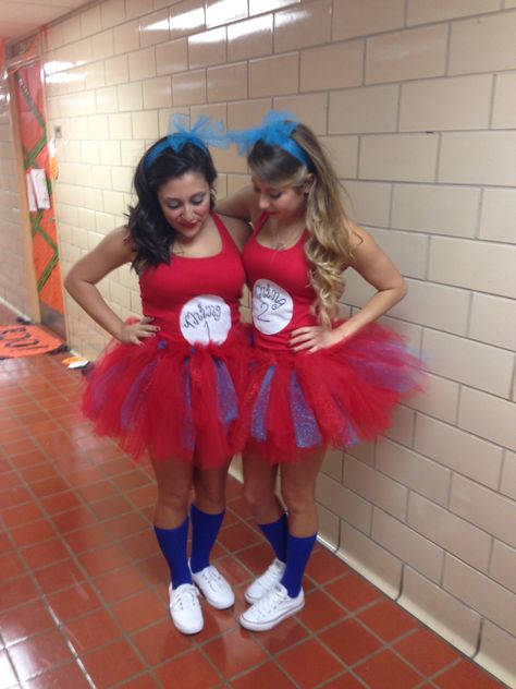 Our Thing 1 and Thing 2 Costumes Thing 1 Costume Women, Thing 1 Makeup, Thing 1 Thing 2 Costume Women, Thing One And Thing Two, Halloween Customs, Thing 1 And Thing 2, Friend Costumes, Bff Halloween Costumes, Best Friend Halloween Costumes