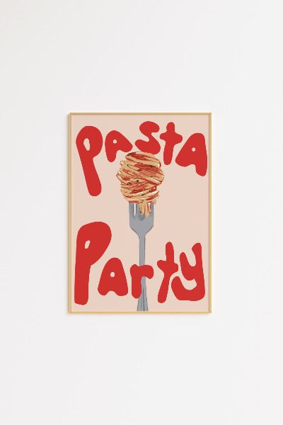 Less fretti more spaghetti. Available as a digital download and as a fine art print shipped for free, always. By Jess Taylor aka Hold That Punch. Pasta Crafts, Food Prints, Pasta Party, Posters Design, Party Wall, Simple Canvas Paintings, Pasta Lover, 25th Birthday, Kitchen Art