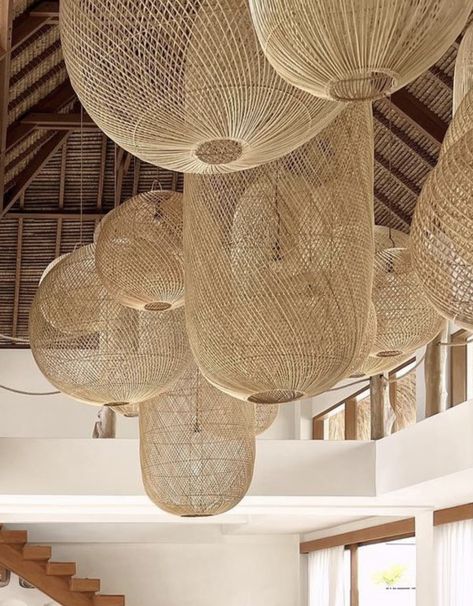 Scandinavian Light Fixtures, Africa Design, Resort Restaurant, Scandinavian Light, Cluster Chandelier, Rattan Lamp, Coffee Corner, Organic Design, Beach Villa