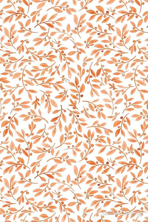 Delicate orange leaves and berries in a repeating pattern. Perfect for Fall / Autumn! • Buy this artwork on apparel, stickers, phone cases, and more. Whats Wallpaper, Orange Palette, Autumn Orange, Orange Leaves, Cute Fall Wallpaper, Iphone Wallpaper Fall, Fall Background, Wallpaper Halloween, Phone Wallpaper Patterns