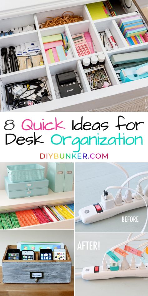 Diy Desk Organization, Desk Organization Ideas, Organized Desk, Organiser Son Dressing, Office Organization At Work, Diy Organizer, Desk Organization Diy, College Organization, Organisation Hacks