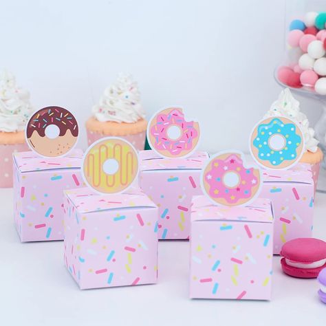 Donut Themed Favor Boxes Gift Bags Candy Wrapping Dessert Party Birthday For Kids Decoration Grow Up Personalized Decor 5 Pcs - Gift Boxes & Bags - AliExpress Candy Wrapping, Half Birthday Party, Space Candy, Ice Cream Party Theme, Donut Themed Birthday Party, Animal Jungle, Candyland Birthday, Dessert Party, Candy Theme