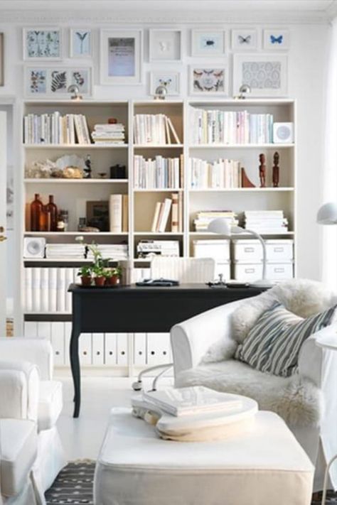 Study Sitting Room, Living Room Office Combo, Office Conversion, Home Decor Catalogs, Ikea Living Room, French Country Living Room, Mediterranean Home Decor, Home Office Inspiration, Furniture Placement