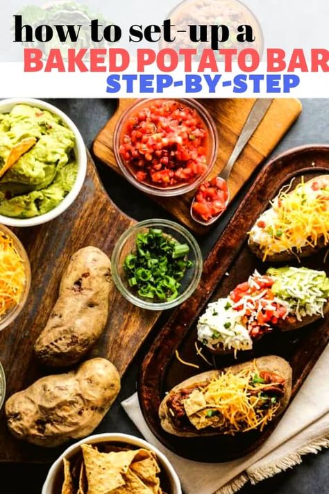 Baked Potato Bar: A Complete Guide Baked Potato Bar Toppings, Potato Bar Toppings, Easy Cold Finger Foods, Vegan Baked Potato, Cold Appetizers Easy, Baked Potato Toppings, Appetizers Easy Dips, Baked Potato Bar, Dessert Inspiration