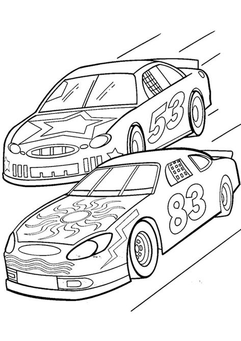 Race Car Coloring Pages, Car Coloring Pages, Monster Truck Coloring Pages, Cars Coloring, Kids Colouring, Boy Coloring, Track Racing, Truck Coloring Pages, Color Pages