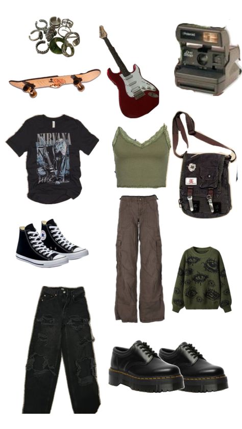 Nirvana Clothes, Nirvana Outfit, Grungy Outfit, Goblincore Clothes, Goblincore Outfits, Outfit Grunge, Pinterest Outfits, Swaggy Outfits, Hot Outfits