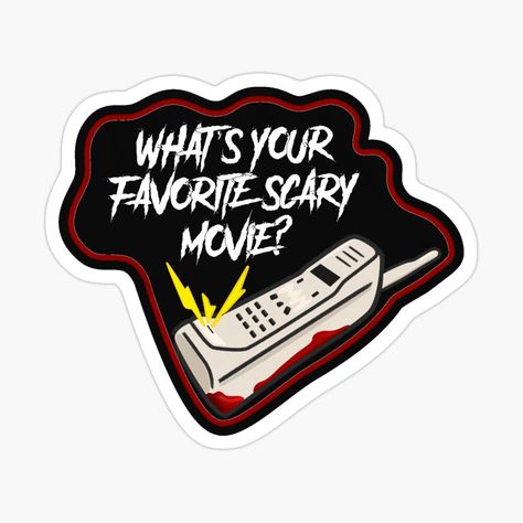 Get my art printed on awesome products. Support me at Redbubble #RBandME: https://www.redbubble.com/i/sticker/Scream-Quote-What-s-Your-Favorite-Scary-Movie-by-SavannahGrace01/52564315.EJUG5?asc=u Scream What's Your Favorite Scary Movie, What’s Your Favorite Scary Movie, Scary Movie Quotes, Scream Quotes, What's Your Favorite Scary Movie, Horror Stickers, Facebook Games, Book Quotes Funny, Horror Stuff