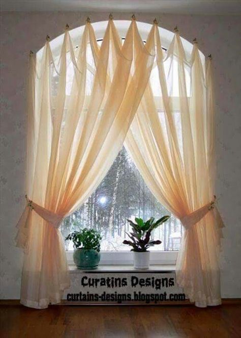 Half Circle Window, Curtains For Arched Windows, Arched Window Treatments, Minimalist Curtains, Arch Window, Diy Window Treatments, Custom Drapery, Stylish Curtains, Bathroom Windows