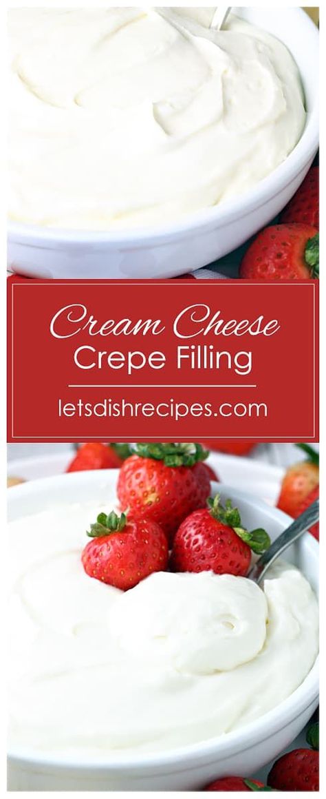 Cream Cheese Sauce Sweet, Crepe Cream Cheese Filling Recipes, Cream Filling For Crepes, Crepe Videos, Crepe Filling Ideas Sweet, Cream Cheese Filling For Crepes, Strawberry Cream Cheese Crepes, Crepe Filling Ideas, Dessert Fillings