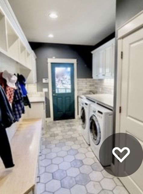 Modern Farmhouse Laundry Room Floor, Laundry With Half Bath Layout, Main Floor Laundry Room Ideas, Scullery Laundry Combined, Laundry And Mud Room Combo, Mudroom Ideas Entryway Laundry, Mudroom Laundry Room Combo, Mudroom And Laundry Room Combo, Home Additions Back Of House