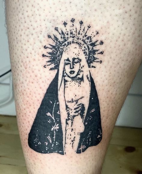 Joan Of Arc Tat, Auspice Maria Tattoo, Saint Tattoo Female, Martyr Tattoo, Suspiria Tattoo, Our Lady Of Sorrows Tattoo, Hail Mary Tattoo, Mary Magdalene Tattoo, Saint Mary Tattoo