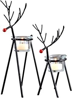 Sam Miguel, Christmas Votives, Clear Glass Candle Holders, Reindeer Decorations, Votive Candle Holder, Metal Garden Art, Holiday Dining, Metal Candle Holders, Tealight Holder