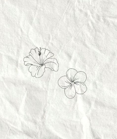 Lily Hibiscus Tattoo, Plumeria Tattoo Stencil, Colombian Flower Tattoo, Hibiscus Tattoo On Back, Tattoo Ideas Lily Flower, Fineline Hibiscus Tattoo, Hibiscus Line Drawing, Plumeria Hibiscus Tattoo, Hibiscus Plumeria Tattoo