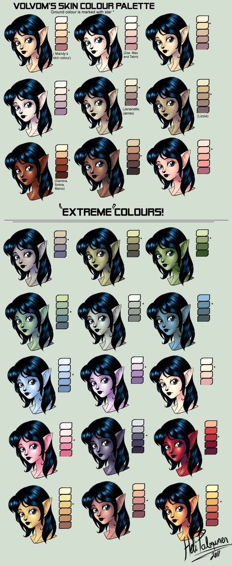 Skin Tone Chart Art Color Palettes, Skin Shading Color Palette, Blue Skin Palette Art Digital, Fantasy Skin Color Palette, Red Skin Palette Drawing, Skin Shade Color Palette, Color Palette Human, Character Skin Tones, Fantasy Skin Tones Palette