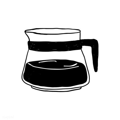 Pot of hot coffee icon vector | free image by rawpixel.com V60 Drawing, V60 Tattoo, Coffee Pot Illustration, Coffee Pot Tattoo, Coffee Pot Drawing, Coffee Doodles, Coffee Illustrations, Coffee Graphics, Coffee Line